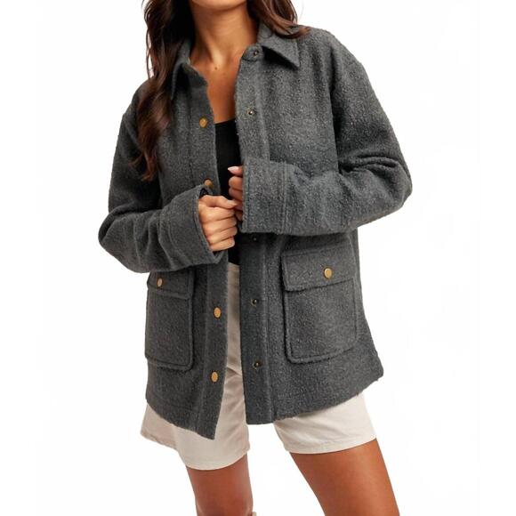 HEM & THREAD Jackets & Blazers - NEW HEM & THREAD teddy snap jacket in winter spruce